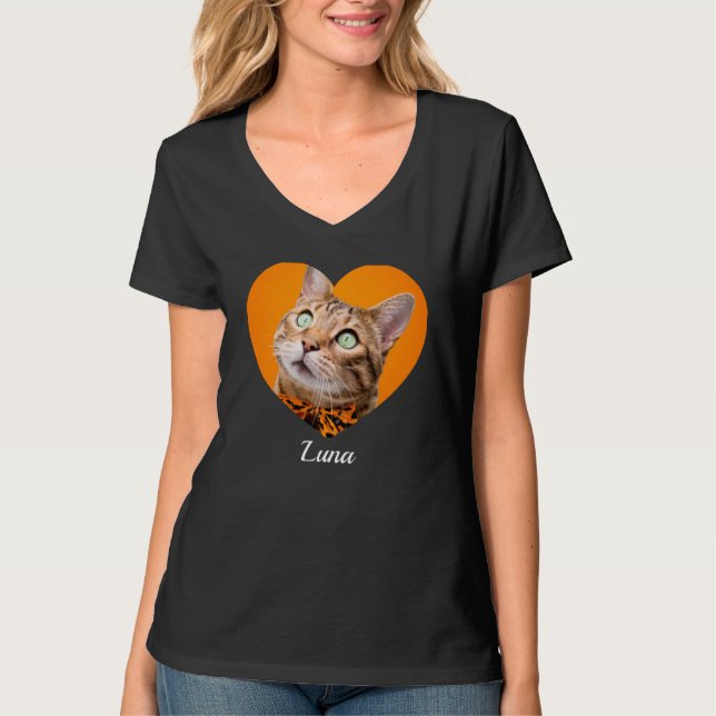 Camiseta Pet's Cute Modern Typography Name and heart Photo (Anverso)