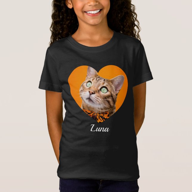 Camiseta Pet's Cute Modern Typography Name and heart Photo (Anverso)