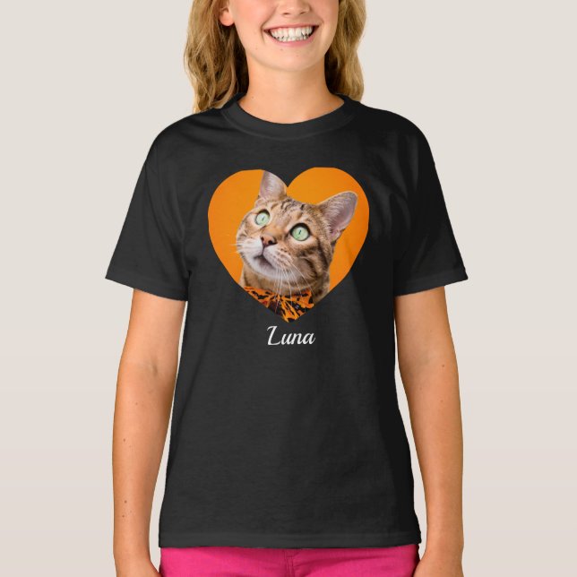 Camiseta Pet's Cute Modern Typography Name and heart Photo (Anverso)