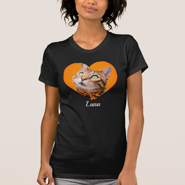 Camiseta Pet's Cute Modern Typography Name and heart Photo (Anverso)