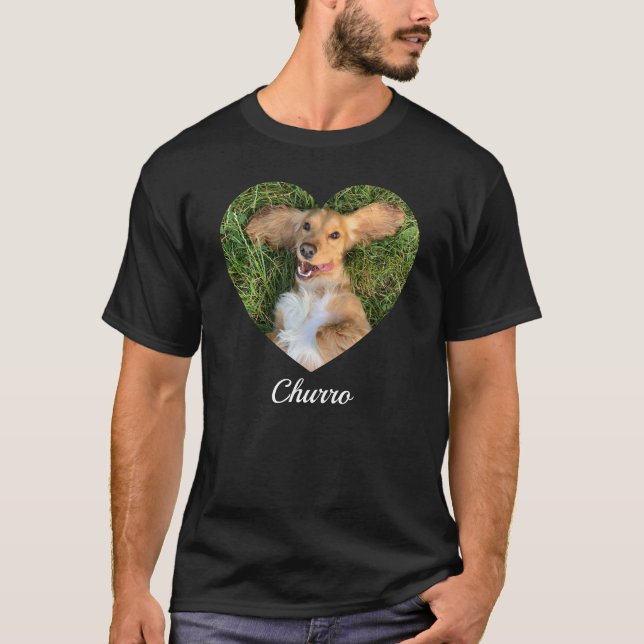 Camiseta Pet's Cute Modern Typography Name and heart Photo (Anverso)