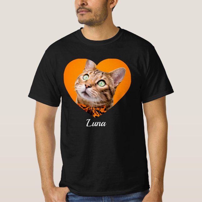Camiseta Pet's Cute Modern Typography Name and heart Photo (Anverso)