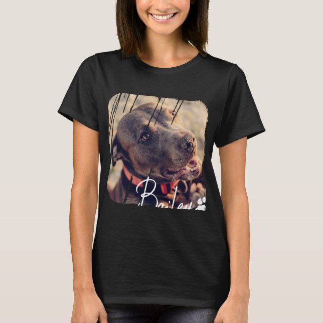 Camiseta Pets Modern Simple Cool Nge Name And Photo T Shirt (Anverso)