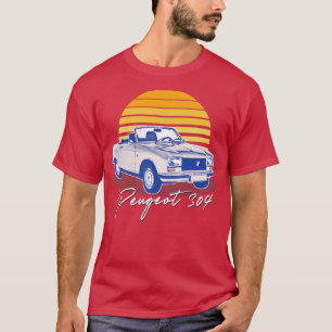 Camiseta Peugeot 304 Cabriolet Vintage Sunset Design