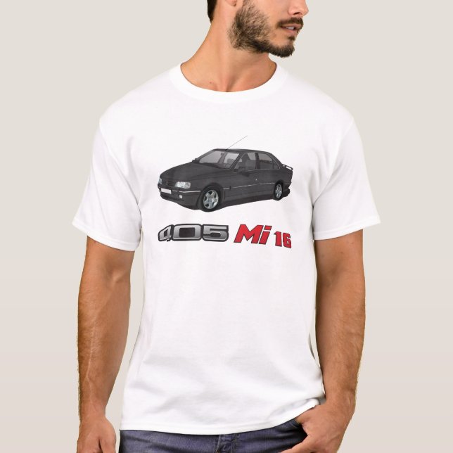 Camiseta Peugeot 405 con la insignia roja del MI 16, DIY (Anverso)