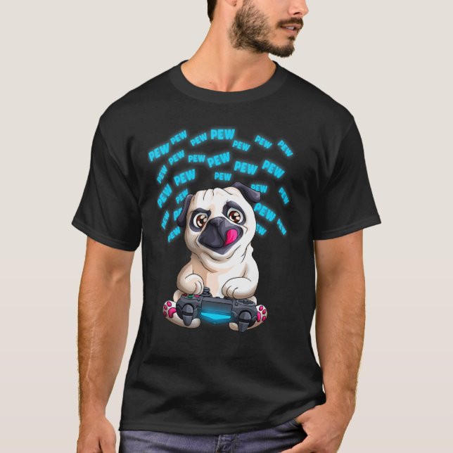 Camiseta Pew Gamer Pug Pewpewpew Video Gaming Pugs (Anverso)