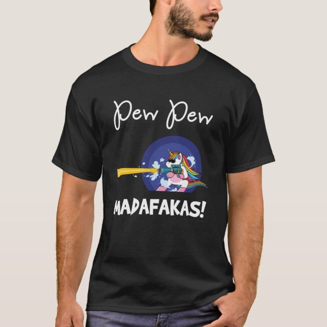 Camiseta PEW Madafakas fantasía Angry Rainbow Unicorn con G (Anverso)