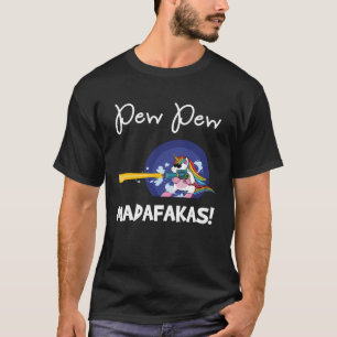 Camiseta PEW Madafakas fantasía Angry Rainbow Unicorn con G