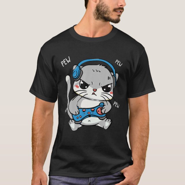 Camiseta Pew Pew Gamer Cat Video Gamer Y Cat Lover (Anverso)