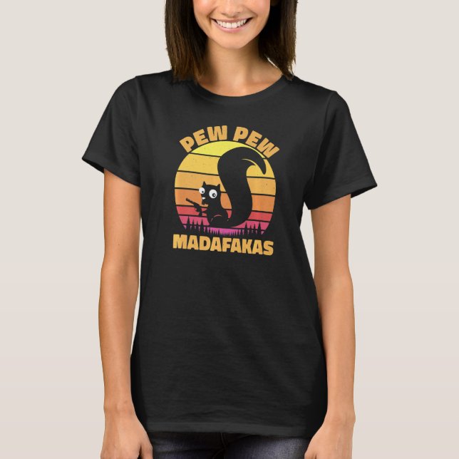 Camiseta Pew Pew Madafakas Crazy Squirrel Vintage (Anverso)