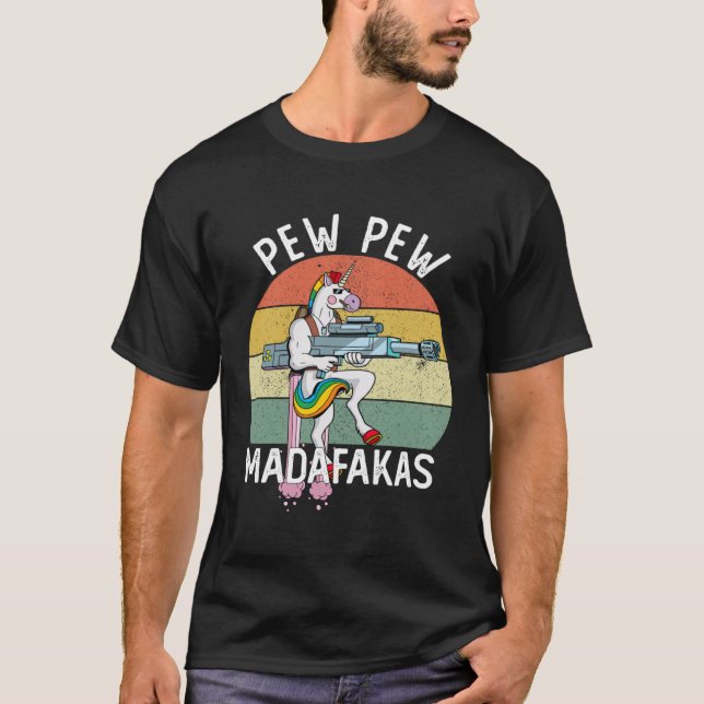 Camiseta Pew Pew Madafakas Unicorn Crazy (Anverso)