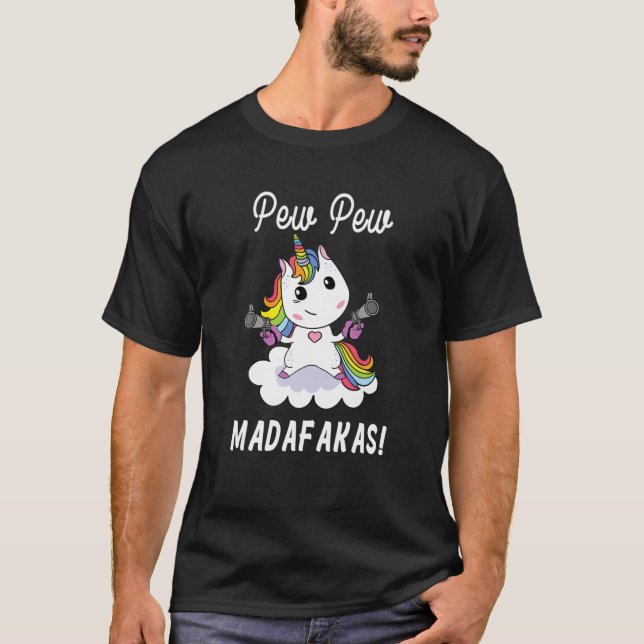 Camiseta Pew Pew Madafakas unicorn fantasía unicornio diver (Anverso)