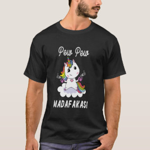 Camiseta Pew Pew Madafakas Unicornio con Pistolas Fantasía