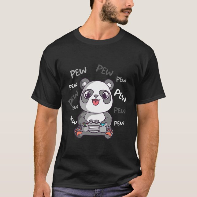 Camiseta Pew Pew Pew Cute Panda Video Gaming Gamer (Anverso)