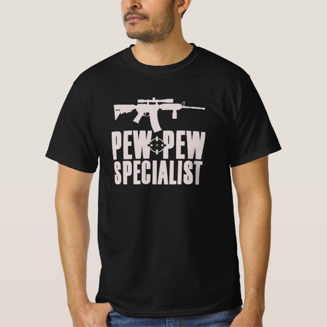 Camiseta Pew Pew Specialist Airsoft/Paintball (Anverso)