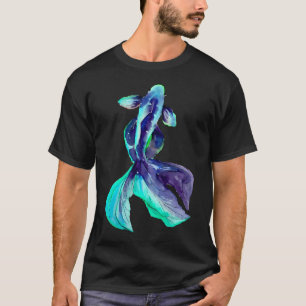 Camiseta Pez abstracto acuarela y pintura de tinta turquesa