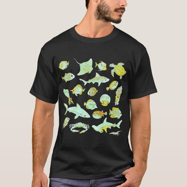 Camiseta Pez acuarela Amarillo (Anverso)