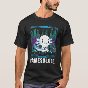 Camiseta Pez ajolote jugador jugando videojuegos Gamesolotl