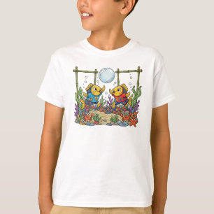 Camiseta Pez Amarillo Lindo Jugando Deportes de Burbujas Oc