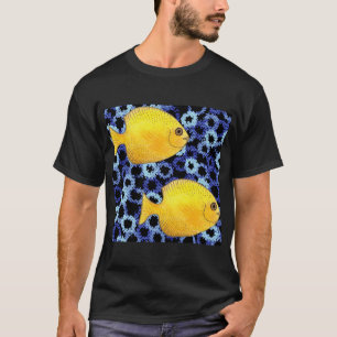 Camiseta Pez Amarillo Tropical Patrón de Arrecife de Coral