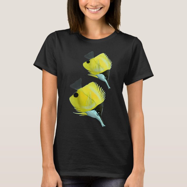 Camiseta Pez ángel nariz larga amarillo (Anverso)