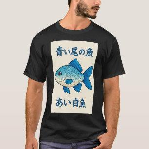 Camiseta Pez azul con letras japonesas