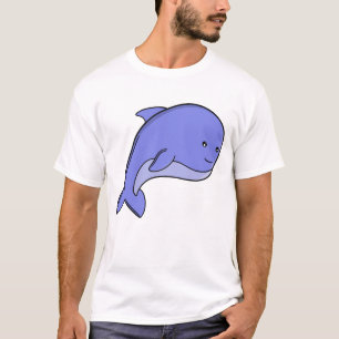 Camiseta Pez Azul Kawaii Delfín o Marsopa Dibujo Animado