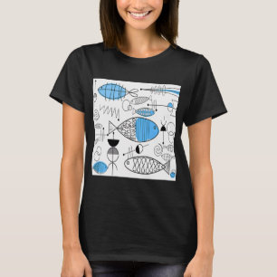 Camiseta Pez Azul Moderno de Medianos del Siglo