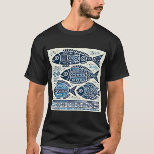 Camiseta Pez azul tribal geométrico
