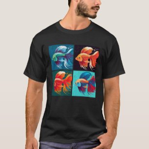Camiseta Pez Beta Ilustración Pop Animal Colorido Mujeres  