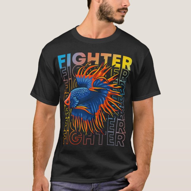 Camiseta Pez Betta al Estilo de los 80 Pez de Lucha Siames (Anverso)
