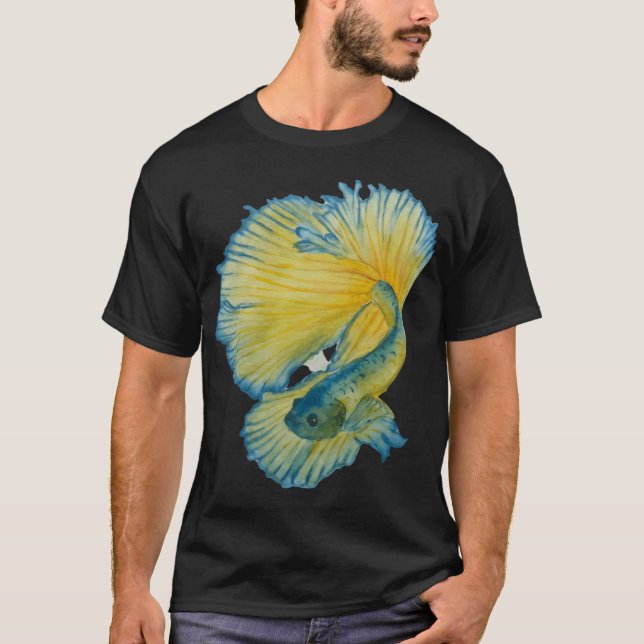 Camiseta Pez betta amarillo y azul (Anverso)