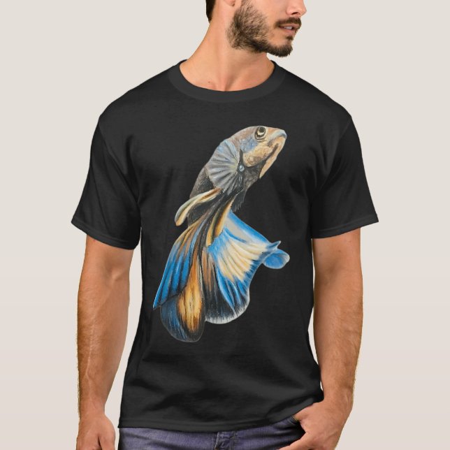 Camiseta Pez Betta Azul Naranja (Anverso)