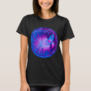 Camiseta Pez Betta Azul Redondo Burbuja