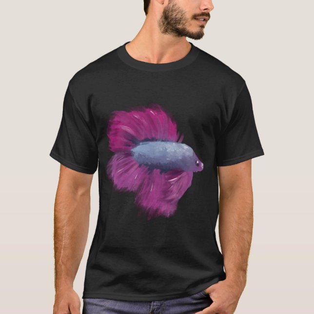 Camiseta Pez betta azul rosa (Anverso)