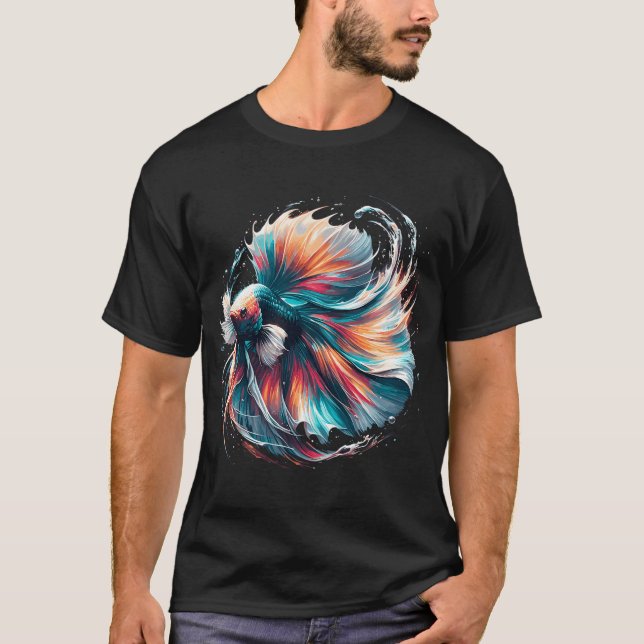 Camiseta Pez Betta Luchando Contra Mis Demonios Meme Espejo (Anverso)