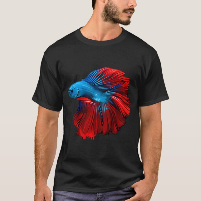 Camiseta Pez Betta rojo y azul (Anverso)