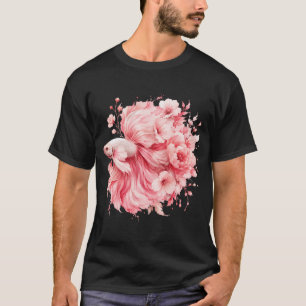 Camiseta Pez Betta Rosa Acuarela, Flor de Cerezo