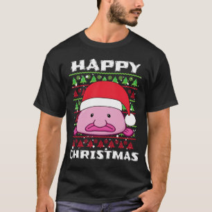 Camiseta Pez Blob Feliz Navidad Gorro de Santa Festivo Lin