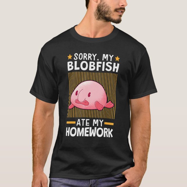 Camiseta Pez Blob Se Comió Mi Tarea Meme Pez Blob Feo (Anverso)