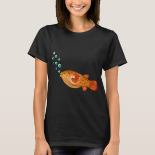 Camiseta Pez burbujas rojas océano mar ilustración acuarela