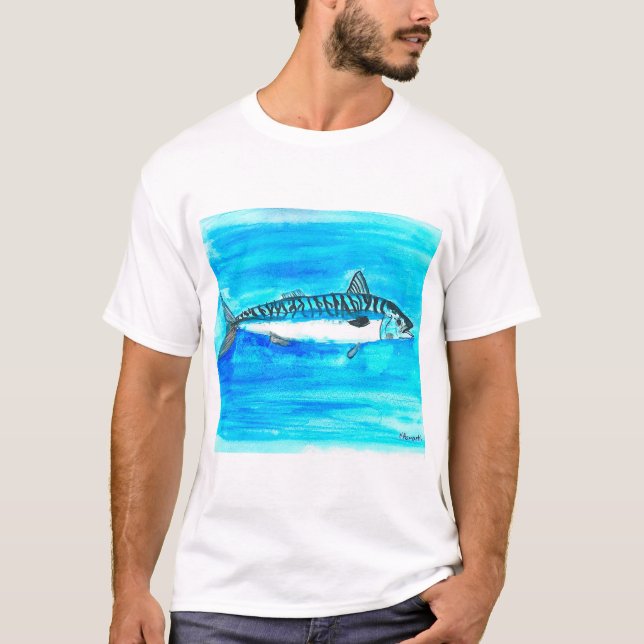 Camiseta Pez caballa acuarela océano bajo el mar (Anverso)