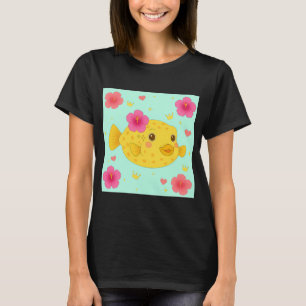 Camiseta Pez caja amarillo y Hibisco - Verde