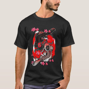 Camiseta Pez carpa koi flor de cerezo japonesa sakura Nishi