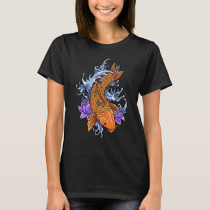 Camiseta Pez Carpa Koi Gráfico Pez Koi Flor Púrpura
