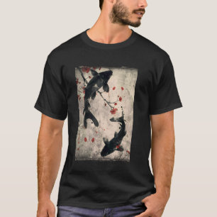 Camiseta Pez carpa koi Japón arte cereza Nishikigoi Gráfico
