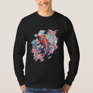 Camiseta Pez Carpín Flor de Cerezo Japonés Sakura Gráfico