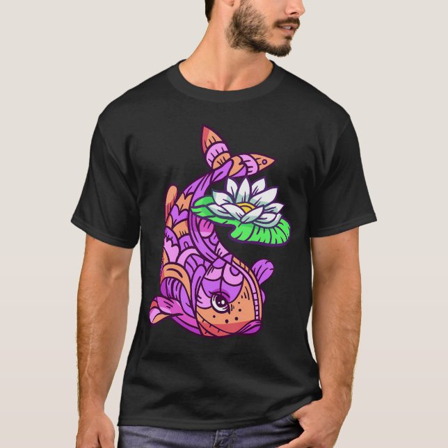 Camiseta Pez colorido con nenúfar (Anverso)