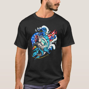 Camiseta Pez con anzuelo de pesca de bandera americana vint