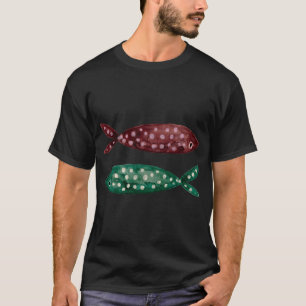 Camiseta Pez con manchas minimalista marrón terroso y verde